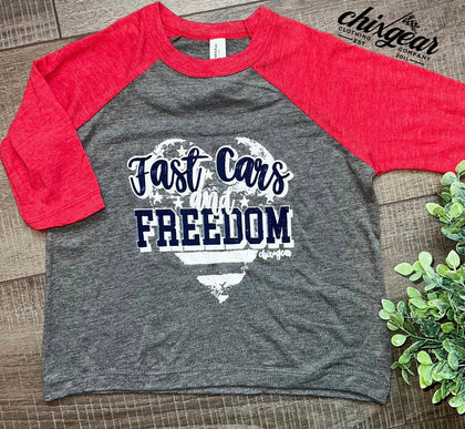 Toddler Fast Cars and Freedom Raglan Tee