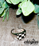 Checkered Heart Adjustable Ring