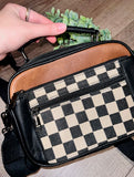 Boho Checkered Clutch/Crossbody Bag