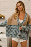 Boho Denim/Sweater Checkered Cardigan