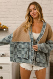 Boho Denim/Sweater Checkered Cardigan