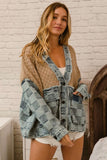 Boho Denim/Sweater Checkered Cardigan