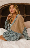 Boho Denim/Sweater Checkered Cardigan