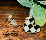 Checkered Heart Studs