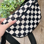 Checkered Zipper Crossbody Bag