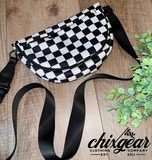 Checkered Zipper Crossbody Bag