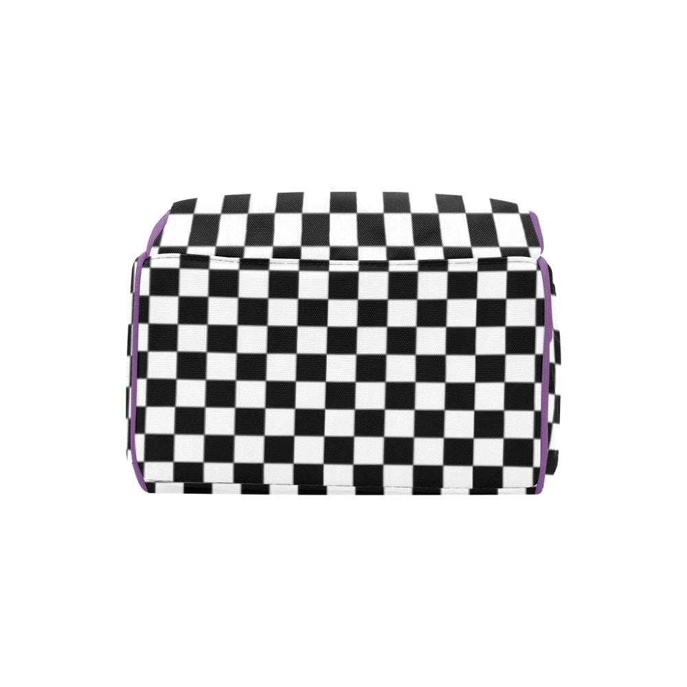 Purple Checkered Make Up Bag