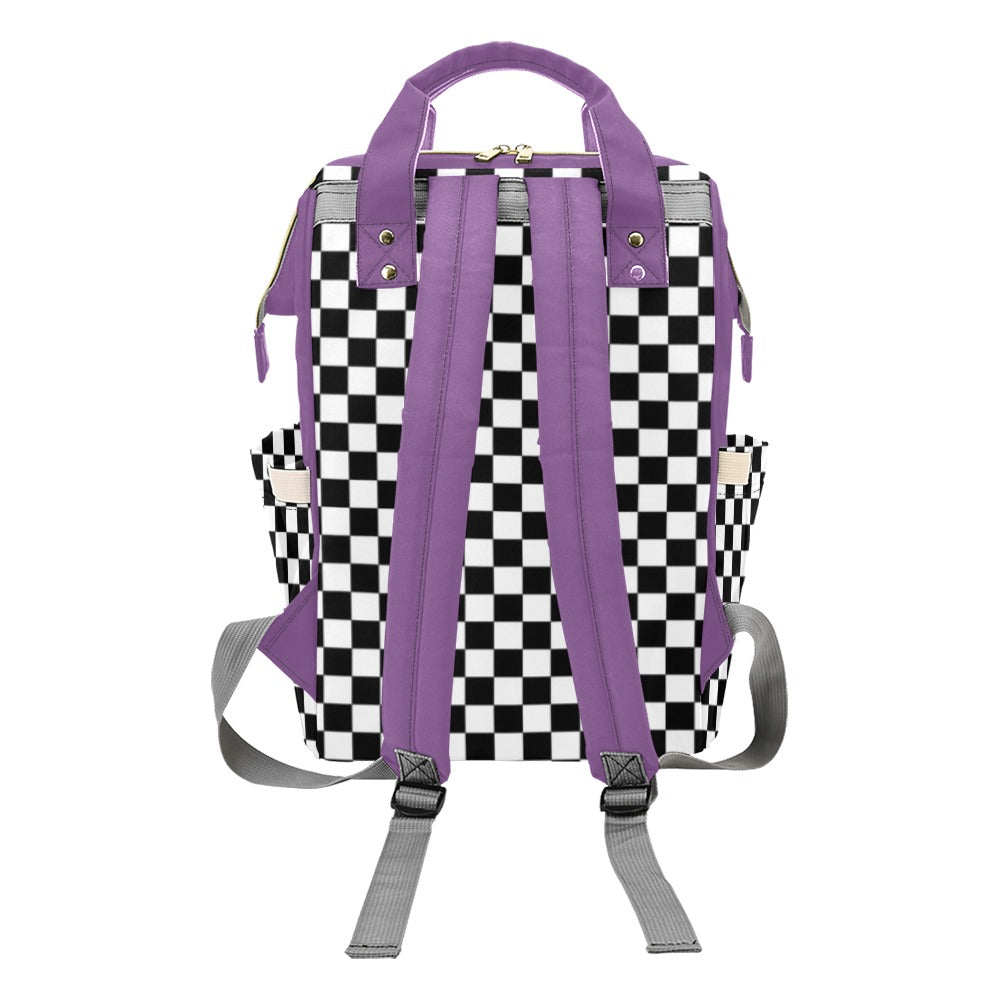 Checkered Print Large Capacity Diaper Bag