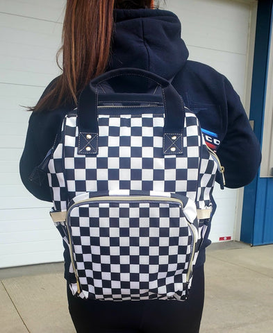 Aubry Cream Vertical Zip Checkered Backpack Set – Chix Gear